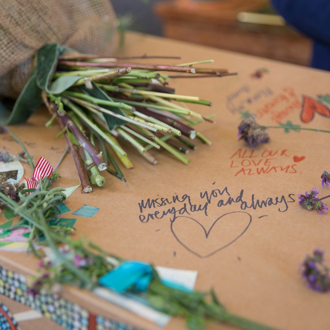 Coffin personalised with handwritten message – Life funeral directors & direct cremations Isle of Wight